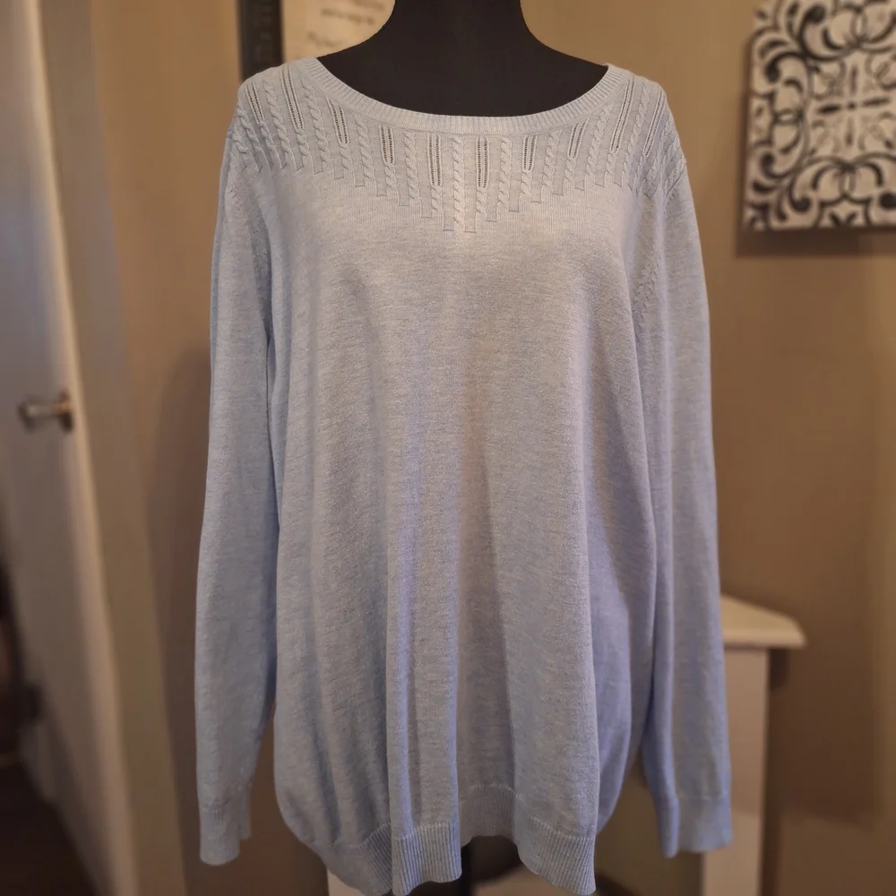 Talbots Light Powder Heather Blue Women's Sweater 2X